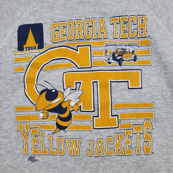 Vintage GT Yellow-Jackets Raglan Sweatshirt Large 22x22 Boxy - Picture 4 of 12